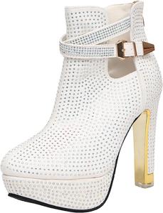 Женские красивые кружевные ботильоны с открытым носком и высоким каблуком getmorebeauty, Diamond White