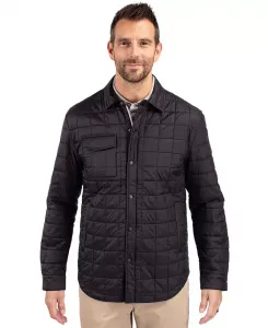Большая и высокая куртка-рубашка Rainier с утеплением PrimaLoft Eco и стежкой Cutter & Buck, черный