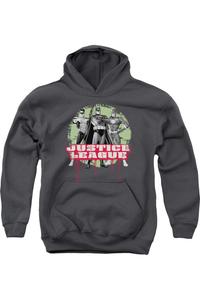 Лига Справедливости Америки Трио молодежная толстовка с капюшоном Gildan, Charcoal