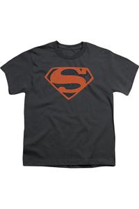 Футболка с коротким рукавом для детей с коллажем из винтажных щитов Superman Gildan, Charcoal