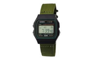 CASIO Мужские часы Retrofit Series с кварцевым механизмом и нейлоновым ремешком, черный циферблат