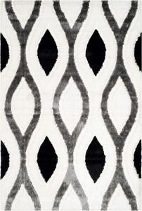 Ковер SAFAVIEH, 122 x 183 см, Miami Shag Collection, Ivory & Grey, без линьки и простой в уходе, идеально подходит для помещений с высокой проходимостью: прихожая, гостиная, спальня (SG365-1280)