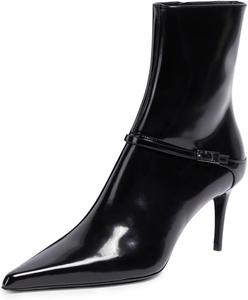 Женские лаковые ботильоны FOWT с заостренным носком, высокие на шпильке, с боковой молнией, стильные праздничные короткие ботинки размер 4-16 US, Black
