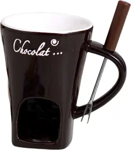 Кружка для шоколадного фондю, 130 мл, керамическая кружка для шоколадного фондю, кофе с вилками, плавильная кружка для шоколада, сыра, масла, легко моется, универсальная плавильная кружка Homedvery