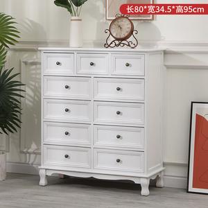 Yu Senyi Комод 80 см для гостиной или балкона из массива дерева в винтажном американском стиле, 5 ящиков, белый, полностью собран, комплект