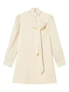 Платье мини с прозрачными рукавами и бантом Twinset, нейтральный