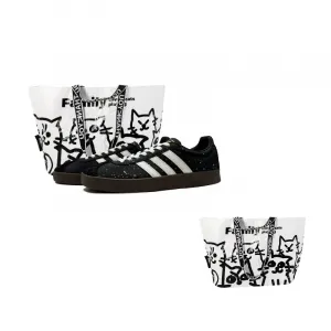 Adidas Neo ВЛ Корт 2.0 износостойкие и легкие лоу-топ скейтборд кроссовки унисекс черно-белые, цвет Black White