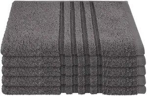 Гостевые полотенца Schiesser "Milano из 100% хлопка с элегантной каймой в стиле high-low", (набор из 5 штук), Made in Green 30х50 см (5 шт.), темно-серый