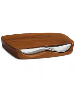 Барная доска Nambe Barware Blend с ножом, коричневый/серебристый