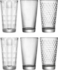 Стаканы для коктейлей Debbie объемом 360 мл, набор из 6 штук - высококачественные бокалы для коктейлей в классическом дизайне, 3 разных узора, можно мыть в посудомоечной машине. Carl Tode