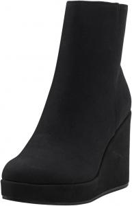 Женские ботильоны с круглым носком на танкетке с высокой платформой, боковой молнией, стильные нарядные короткие ботинки, размеры 4-16 US Wansseny, Black