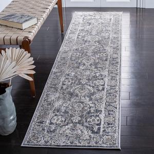 Ковер-дорожка SAFAVIEH, 61 x 244 см, History Collection - Dark Grey & Ivory, восточный дизайн, не линяет и прост в уходе, идеален для помещений с высокой проходимостью в гостиной, спальне (HIS521H)