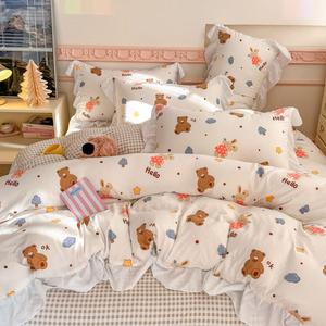 LUOLAI HOME Простыня 2.0 м, комплект 4 предмета, для матраса 200x230 см, ткань класса A Basa Bear, мягкая, не скатывается