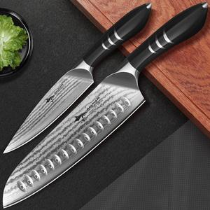 Mad Shark Набор кухонных ножей: шеф-нож, фруктовый нож, разделочный нож, дамасская сталь, 20 см