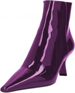 Женские закрытые ботильоны FSJ с носком, наклонным маленьким каблуком, боковой молнией, короткие ботинки из глянцевой кожи, для прогулок и нарядов, размеры 4-16 US, Purple