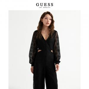 Комбинезон кружевной Guess с высокой талией, черный