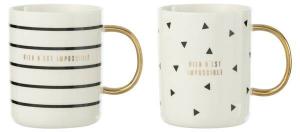 Чашка J-LINEn Hotel Chic (2 шт), 9x9x9 см, белый