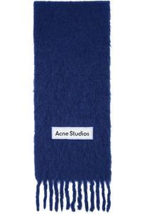 Шерстяной шарф с бахромой Acne Studios, синий