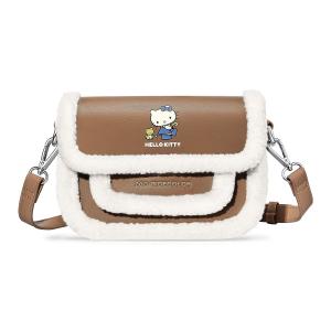 Sanrio Маленькая женская сумка кроссбоди из искусственного меха темно-коричневого цвета, Hellokitty - Dark brown