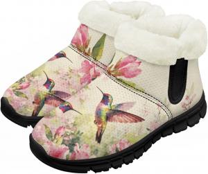 Зимние ботинки для малышей для мальчиков и девочек, утепленные и очень легкие с плюшевой подкладкой и подошвой с противоскользящим эффектом Chririnla, Hummingbird Floral