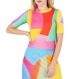 Moschino Женский разноцветный шерстяной вязаный короткий рукав свитер, мультиколор