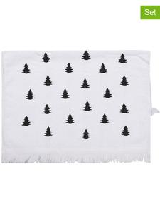 Clayre & Eef Комплект из 2 гостевых полотенец бело-черного цвета - (Д)66 x (Ш)40 см