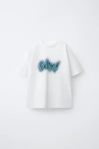 Футболка с неоновым слоганом Zara, белый