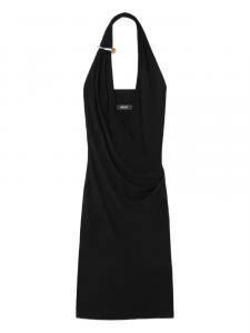 Versace креповое платье миди с вырезом халтер, черный