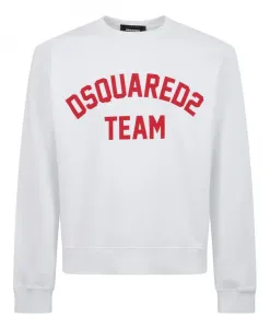 Белая хлопковая толстовка с красным принтом команды. Dsquared2, белый