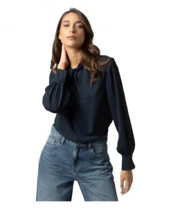 Шелковая блузка с длинными рукавами и без воротника Kocca, синий