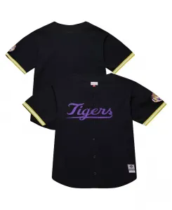 Мужская модная джерси LSU Tigers On The Clock на пуговицах, черная Mitchell & Ness