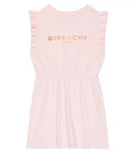 Хлопковое платье с рюшами Givenchy Kids, розовый