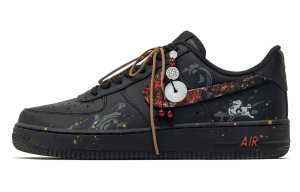 Nike Женские износостойкие низкие скейтбордные кроссовки Air Force 1 Pretty Derby, черный с красным