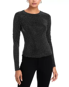 Топ из трикотажа, украшенный стразами Frame, черный