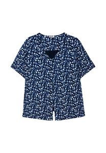 Рубашка с цветочным принтом и планкой на пуговицах Sheego, синий