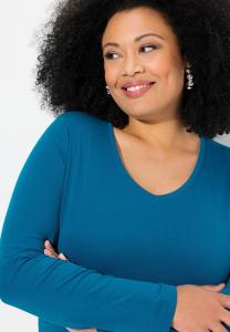 Топ с длинными рукавами V-AUSSCHNITT  Ulla Popken, синий