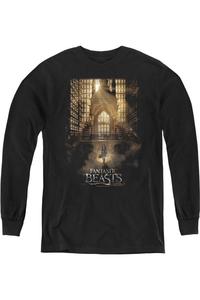 Футболка с длинным рукавом для подростков с принтом "Фантастические твари" Gildan, черный