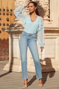 Моделирующий топ с флековым принтом Sosandar, синий