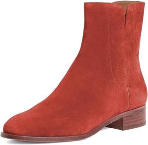 Женские модные ботильоны FYS с округлым носком, на низком среднем каблуке, с боковой молнией, для осени и зимы, повседневная обувь, размер 4-15 US, Red