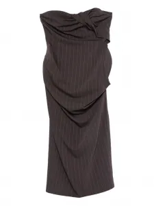 Полосатое мини-платье с перекрученным дизайном Magda Butrym, коричневый