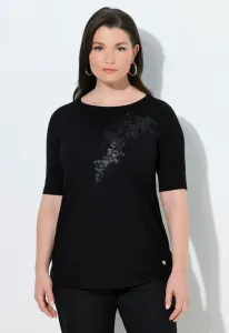 Футболка с принтом в тон ткани и пайетками Ulla Popken, Black