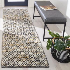 Ковер-дорожка SAFAVIEH, 69 x 275 см, Natura Collection, Ivory & Yellow, ручной работы из шерсти, идеально для помещений с высокой проходимостью в гостиной, спальне (NAT615C)