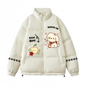 Пуховик Unisex с воротником стойкой утепленный HUANQIU, бежевый оранжевый