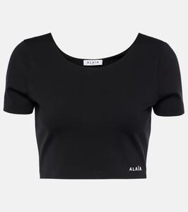 Кроп-топ с логотипом Alaïa, Noir Alaia