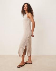 Фактурное платье JDY без рукавов мидакси в каменном цвете