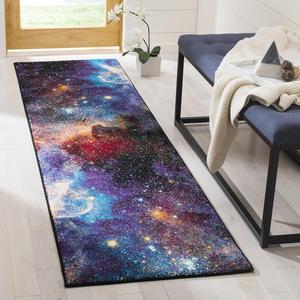 Ковер-дорожка SAFAVIEH, 69 x 305 см, Galaxy Collection, Purple & Multi, абстрактный дизайн, без линьки и простой в уходе, идеален для помещений с высокой проходимостью в гостиной, спальне (GAL109P)