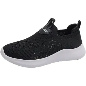 Mulinsen Женские кеды Flyknit низкие повседневные черные, цвет Black