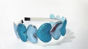 Ободок с сердечками - синий Hedo