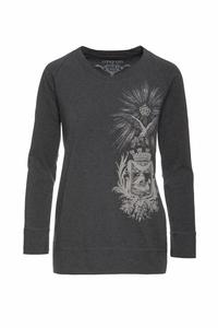 Темно-Серый топ с круглым вырезом с принтом Conquista, серый