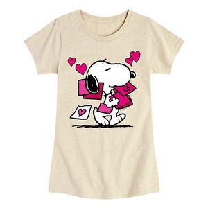 Футболка с принтом Peanuts Snoopy Valentine's Cards для девочек 7-16 Licensed Character, Beige